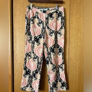Trina Turk Black & Pink Print Crop Pants Women’s Size 8